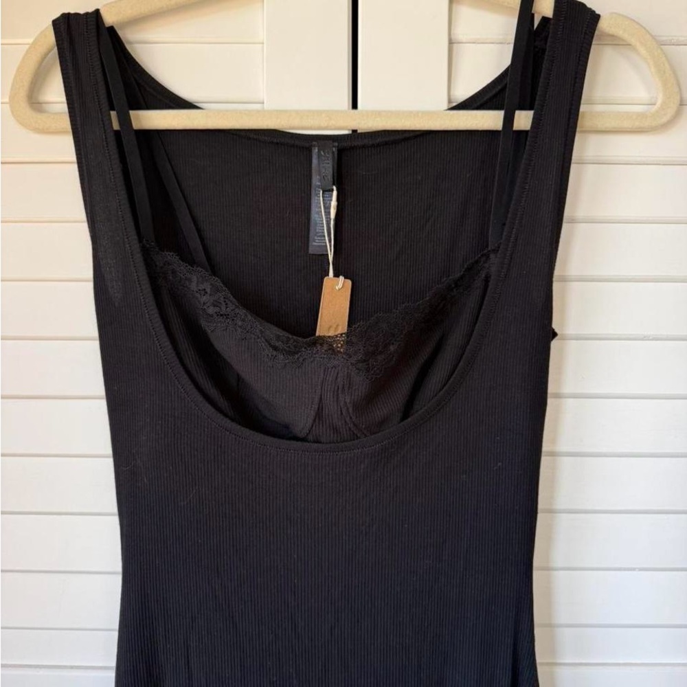 SKIMS RARE! Soft Lounge Long Lace Tank Dress with Bralette - Picture 7 of 11